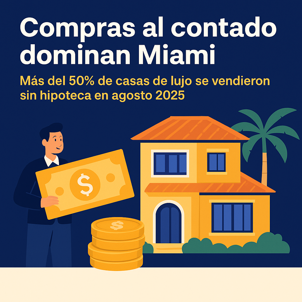 El efectivo domina Miami: más del 50% de las casas de lujo se compran al contado en agosto 2025